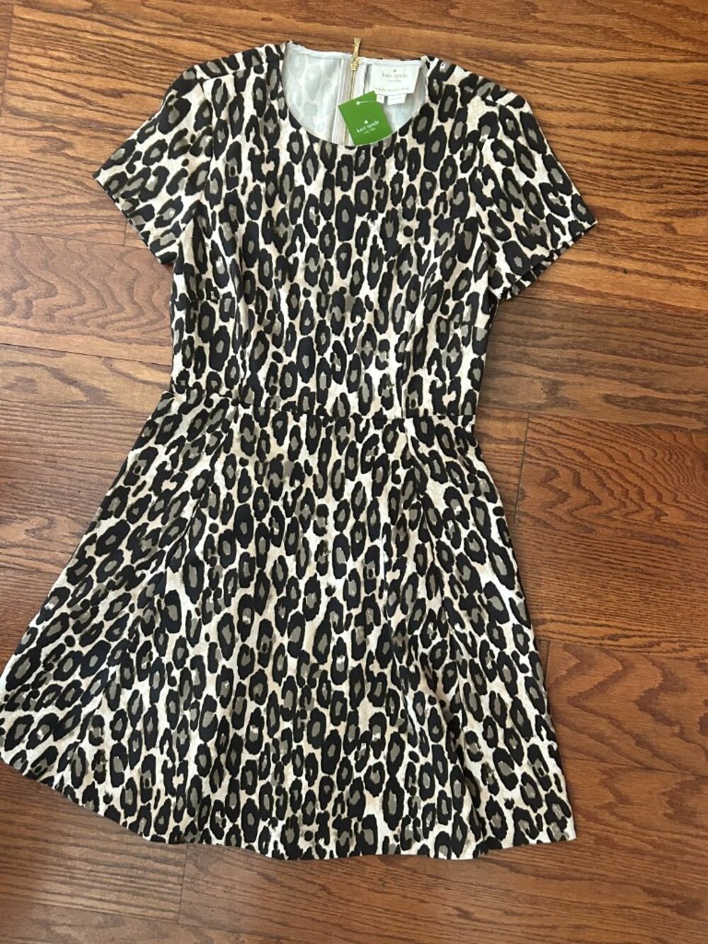 NWT Kate Spade New York Autumn Leopard Fit-and-Flare Dress Classic Beige Size 6 - Picture 6 of 15